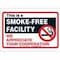 Brady No Smoking Sign, 10" H, 14 in W, Plastic, Rectangle, English, 103841 103841 - alternate 1